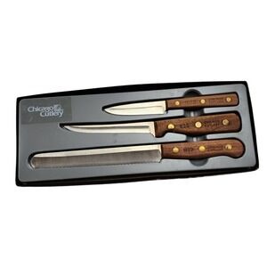Chicago Cutlery Walnut Handle Knife Set 3 Piece BT7 62S 107S Utility Parer Boner